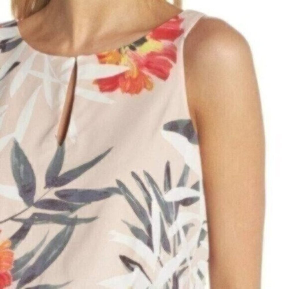NWT ADRIANNA PAPELL Tropical Breeze Print Maxi Dress In Light Pink Multi - Picture 5 of 7